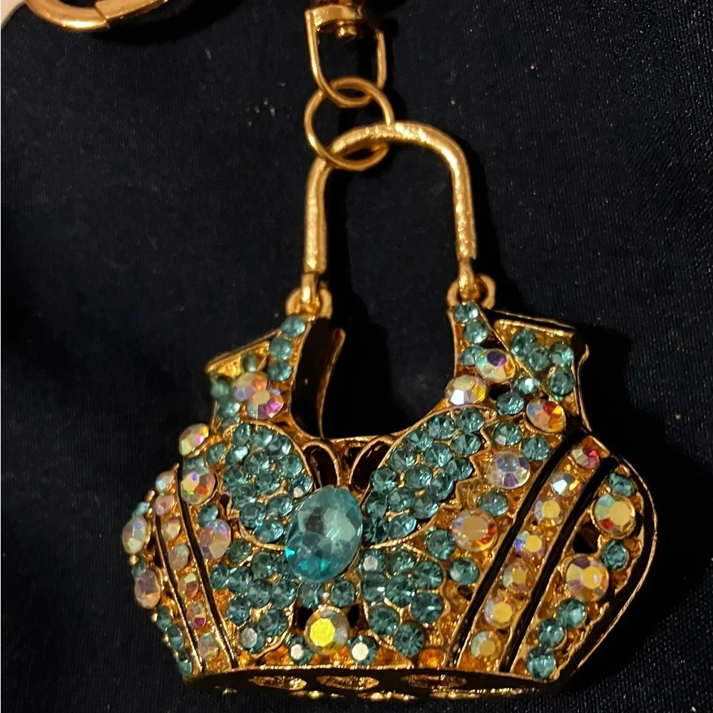 Gold and Turquoise Butterfly Purse Charm/keychain - Picture 2 of 3